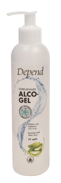 DEPEND ALCOGEL 250ML KÄSIDESI PUMPPUPULLO